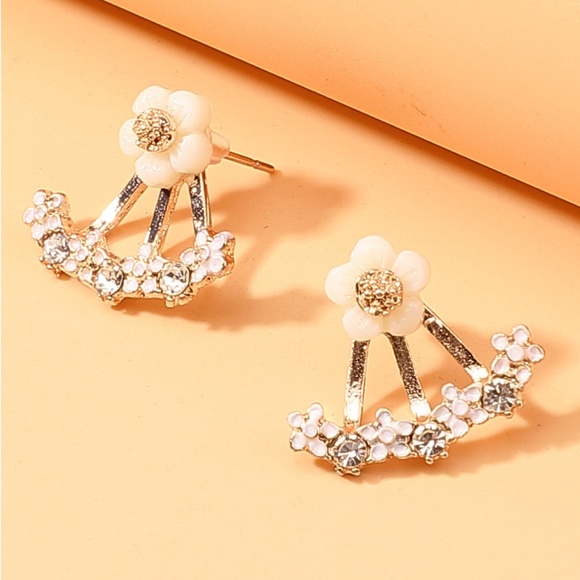 1pair Rhinestone Floral Ear Jacket - Picture 3 of 4